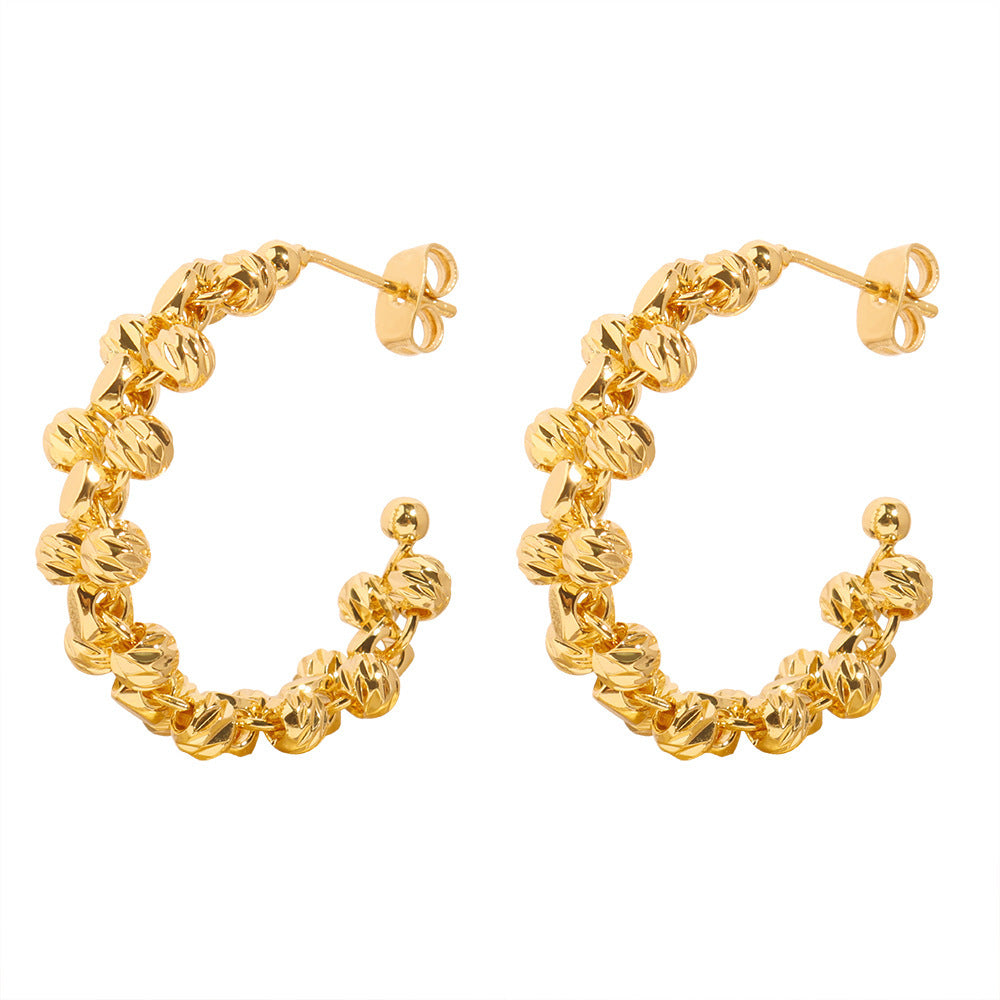 "Simple Fashion Copper Irregular Beads Woven Earrings – Chic & Artistic Design"