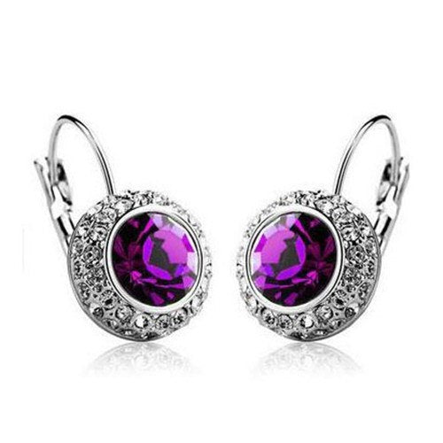 "Korean Semicircular Crystal Earrings – Elegant Moon River Design"