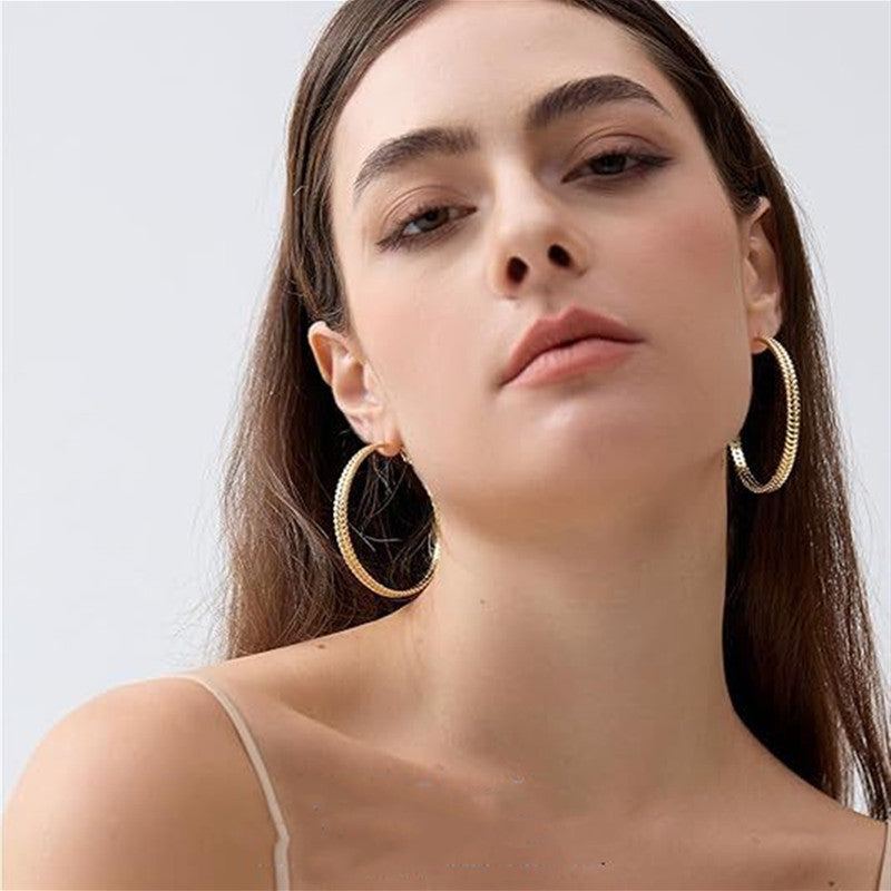 Thick Silver Earrings Wheat Ring Fashion