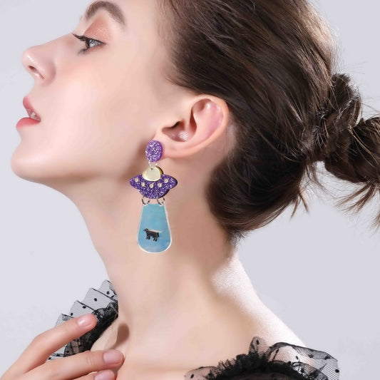 "Acrylic Alien Personalized Earrings – Unique Statement Jewelry for Bold, Trendy Style"