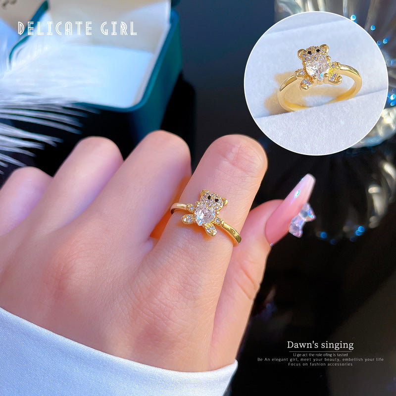 "Elegant High-Grade Zircon Ring for Women – Adjustable & Luxurious Design"