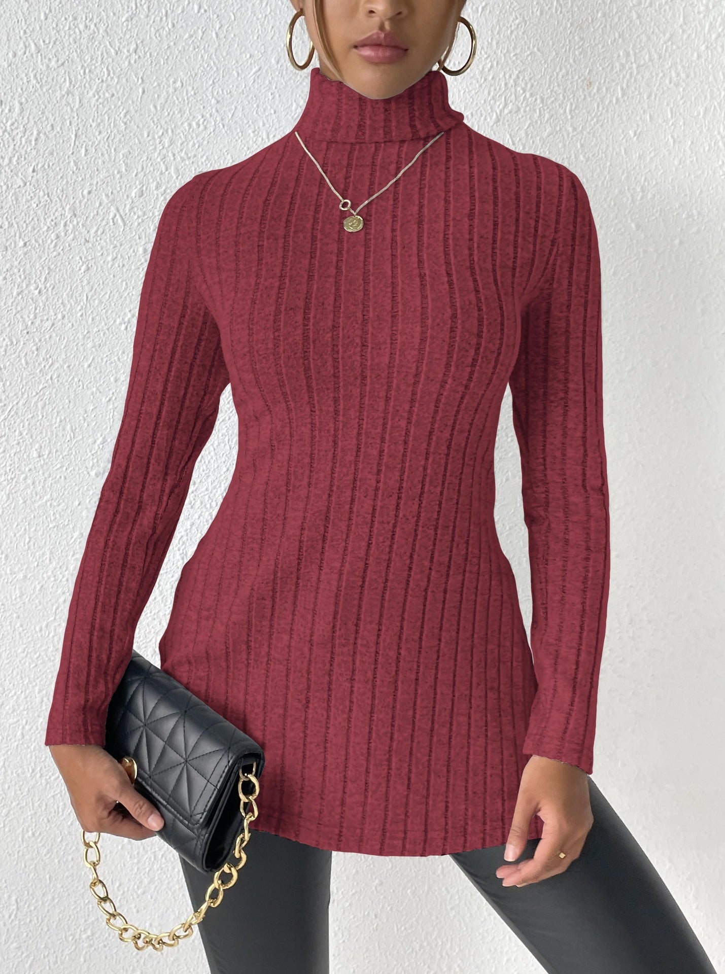 "Women's Turtleneck Pullover Sweater – Cozy & Chic Essential for Cooler Seasons"