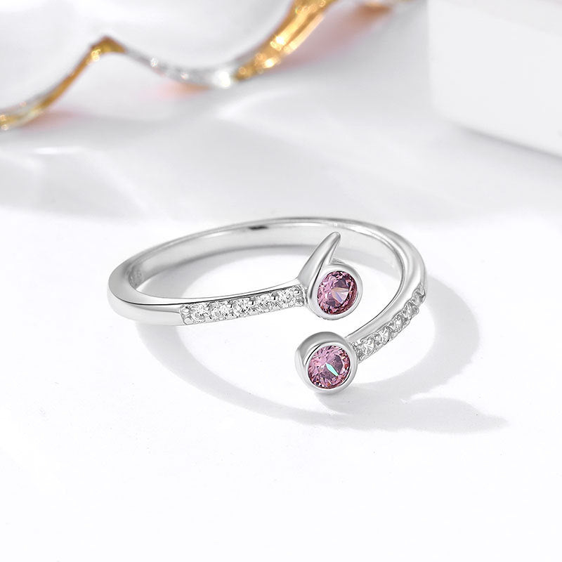 S925 Sterling Silver Ring Women's Open Ruby Fresh