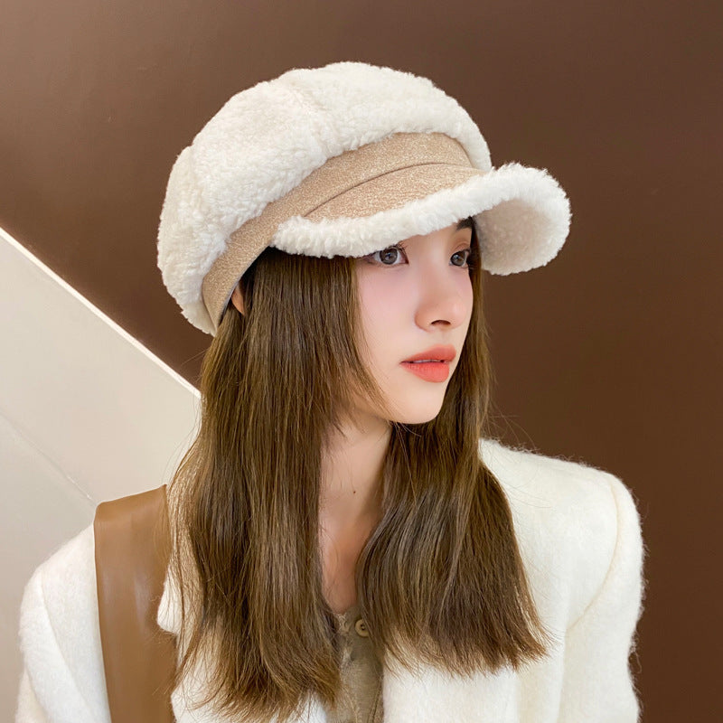 "Autumn & Winter Woolen Thick Warm Peaked Cap – Cozy Fashion for Cold Weather"