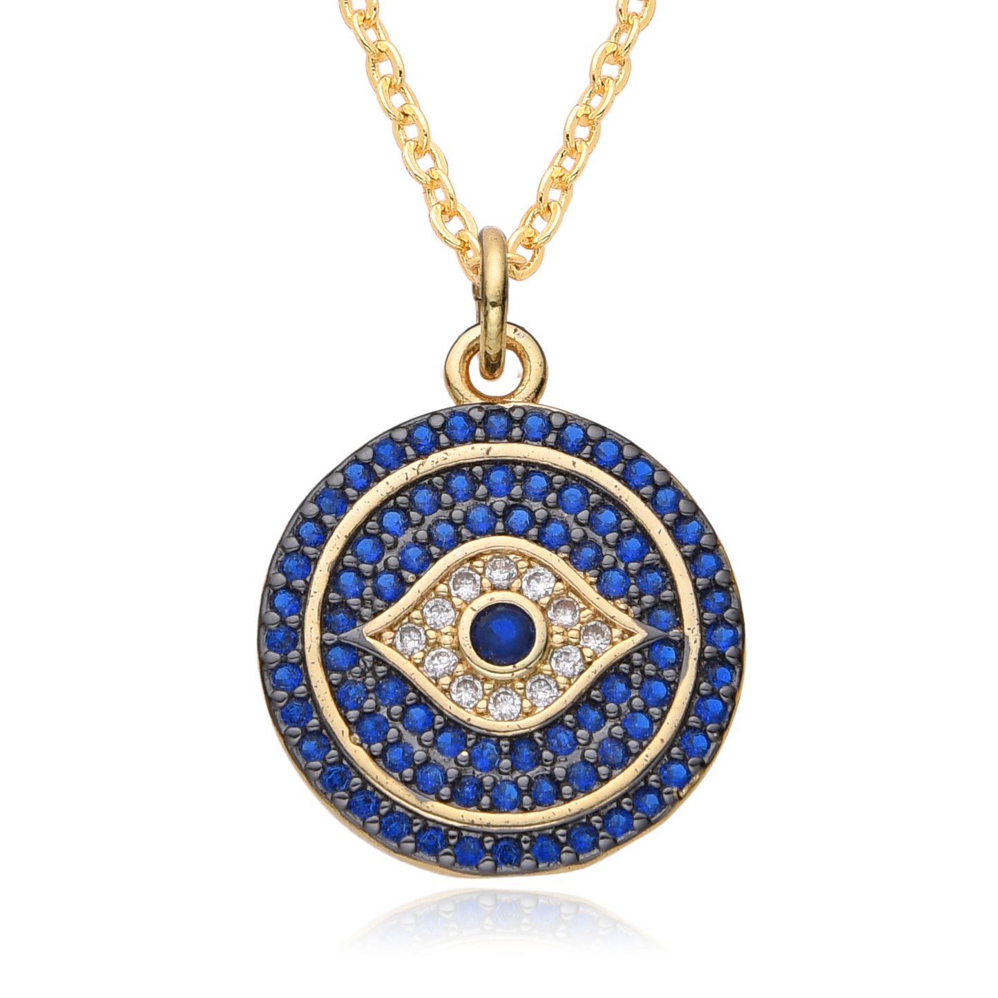 "Bold European & American Devil's Eye Necklace – Exaggerated Round Pendant for Statement Style"