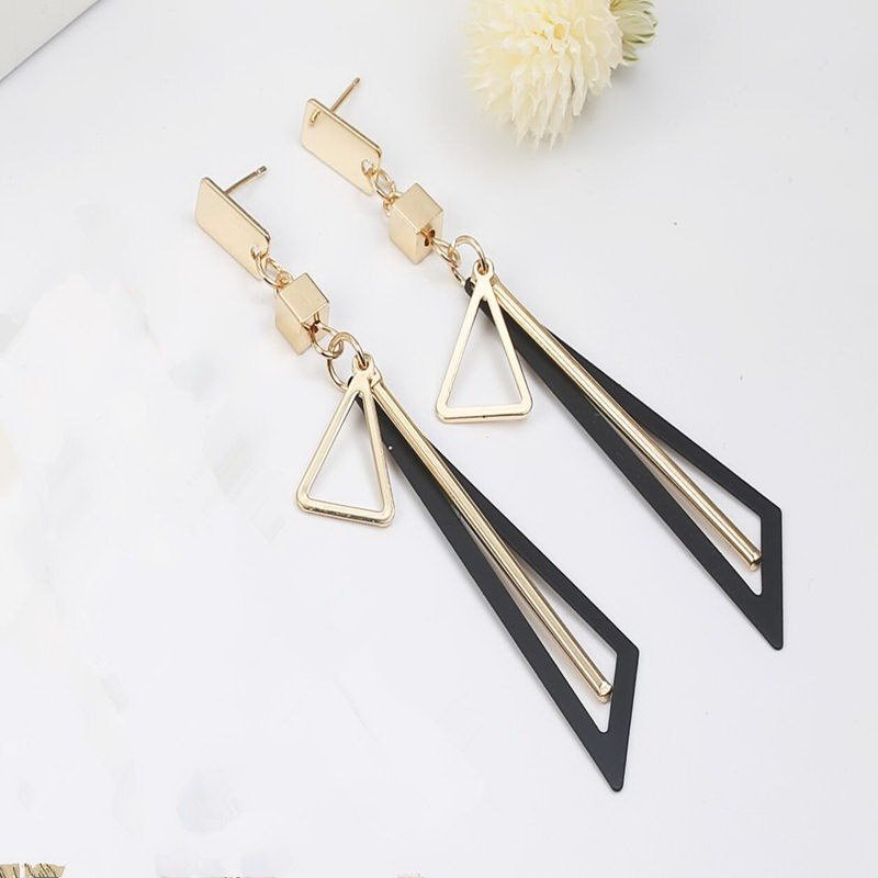 Korean Long Statement Geometric Triangle Tassel Dangle Drop Earrings For Women Earrings Fashion Jewelry Oorbellen Brincos