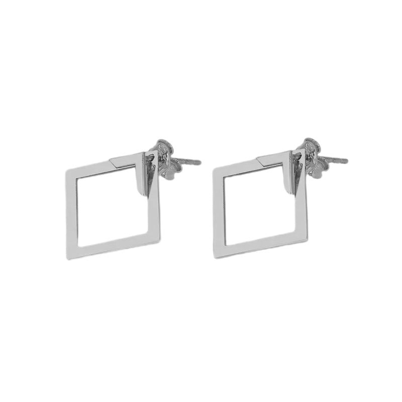 "Women's Simple European and American Style Square Geometric Earrings – Trendy Minimalist Metal Ear Jewelry"