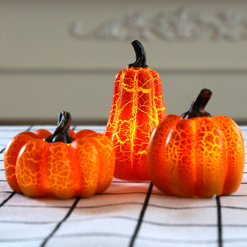 "Halloween LED Pumpkin Lantern – Realistic Resin Candle Lamp for Festive Decor"