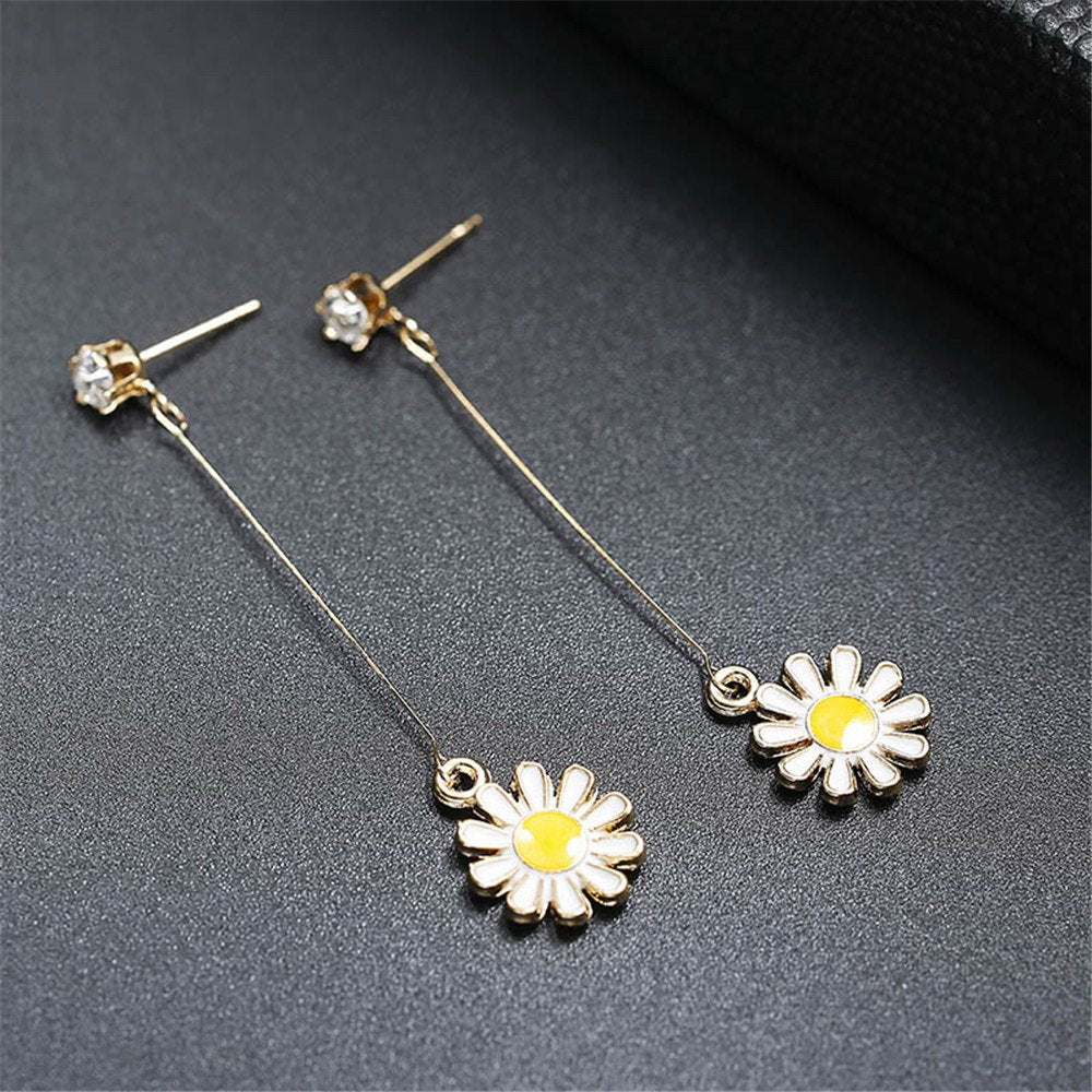 Simple Elegant Flower Ear Line Long Earrings For Women Fashion Jewelry Sweet Drop Pendientes Mujer Moda