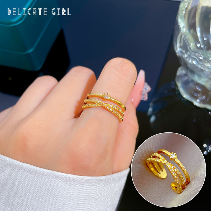 "Elegant High-Grade Zircon Ring for Women – Adjustable & Luxurious Design"