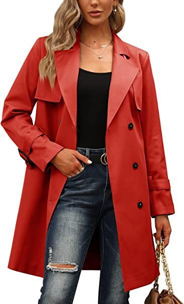 "European & American Autumn Women's Double-Breasted Fashion Casual Trench Coat"