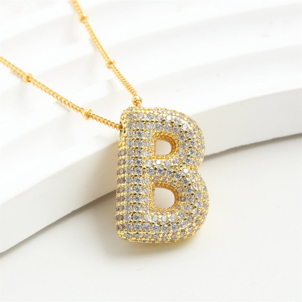 "Letter Pendant Bubble Necklace – Graceful 26 English Alphabet Charm Jewelry for Women"