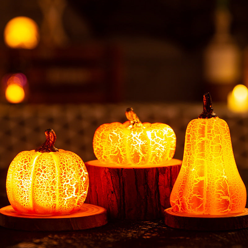 "Halloween LED Pumpkin Lantern – Realistic Resin Candle Lamp for Festive Decor"