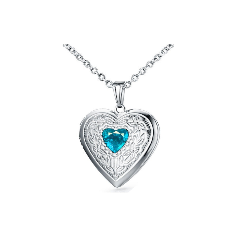 "12th Month Birthday Zircon Stainless Steel Necklace – Elegant Birthstone Jewelry for Women"