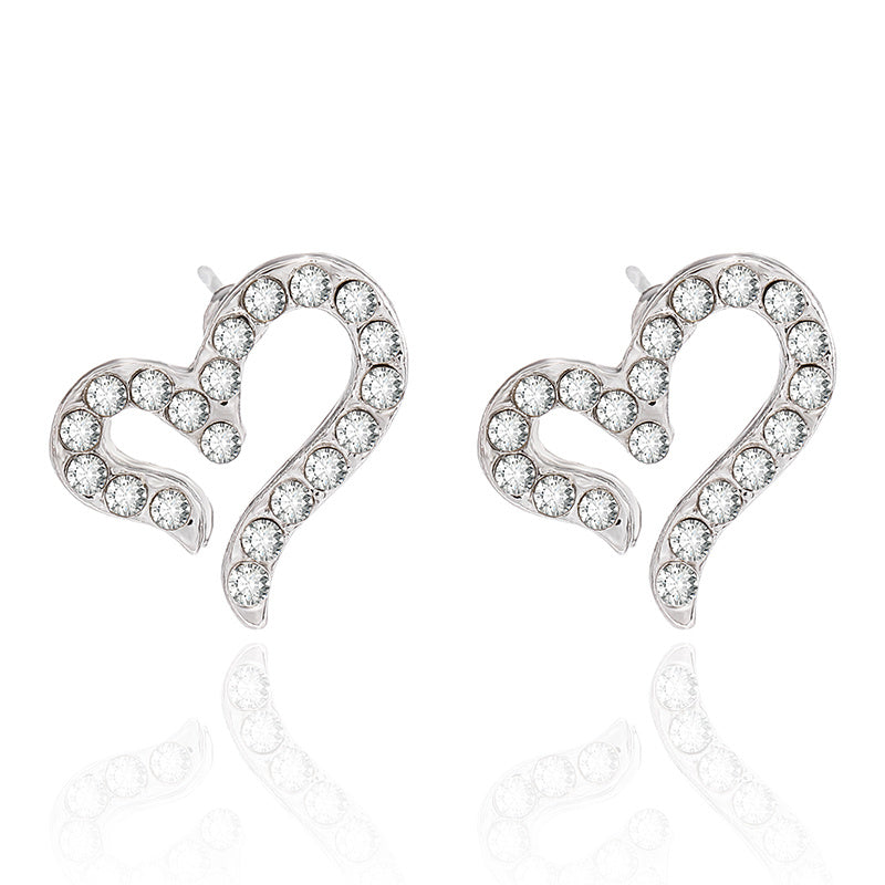 Alloy Geometric Love Diamond Earrings