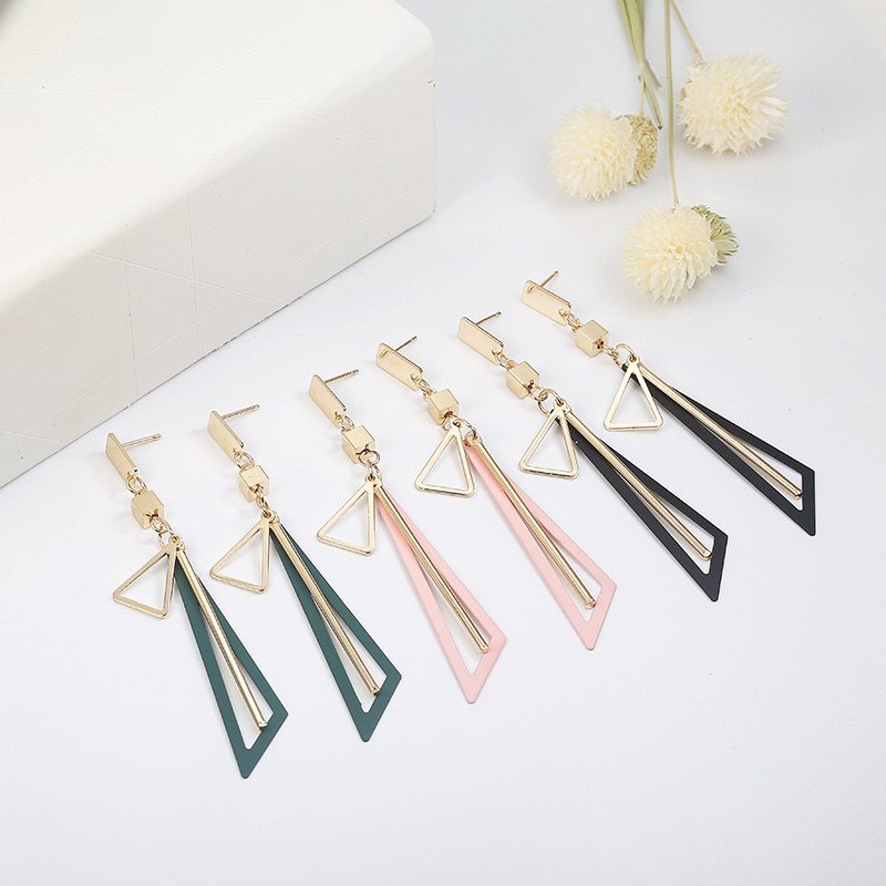 Korean Long Statement Geometric Triangle Tassel Dangle Drop Earrings For Women Earrings Fashion Jewelry Oorbellen Brincos