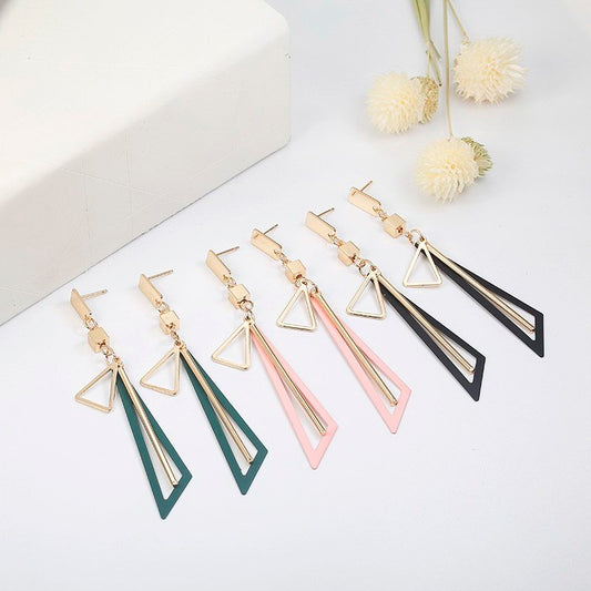 Korean Long Statement Geometric Triangle Tassel Dangle Drop Earrings For Women Earrings Fashion Jewelry Oorbellen Brincos