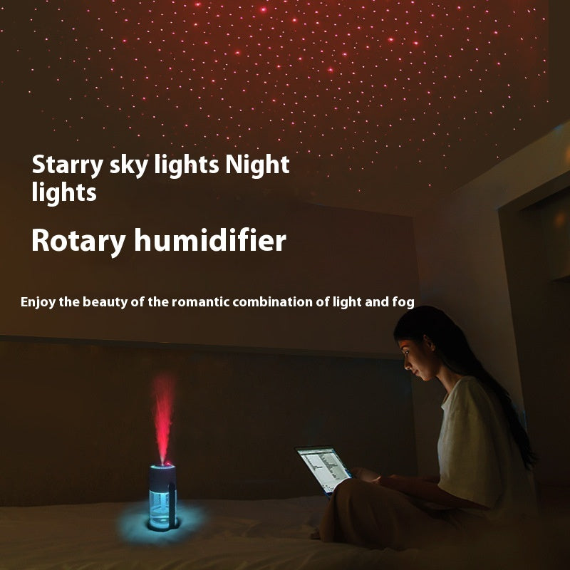 "Projection Starry Sky Ambient Light Humidifier: Portable USB Car and Home Anti-Dry Mist Diffuser"