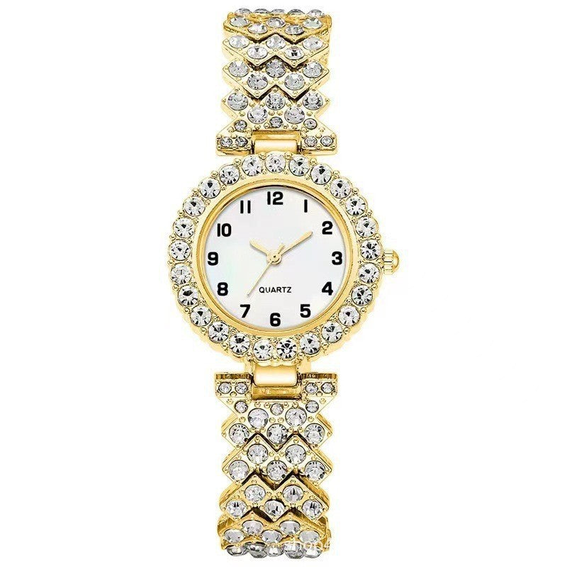 "Luxury 2-Piece Women’s Watch & Bracelet Set – Silver Strap Quartz Wristwatch with Alloy Bracelet"