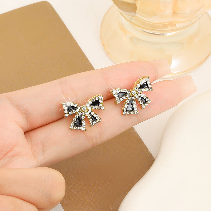 European And American Butterfly Diamond Stud Earrings For Women High Class Elegant