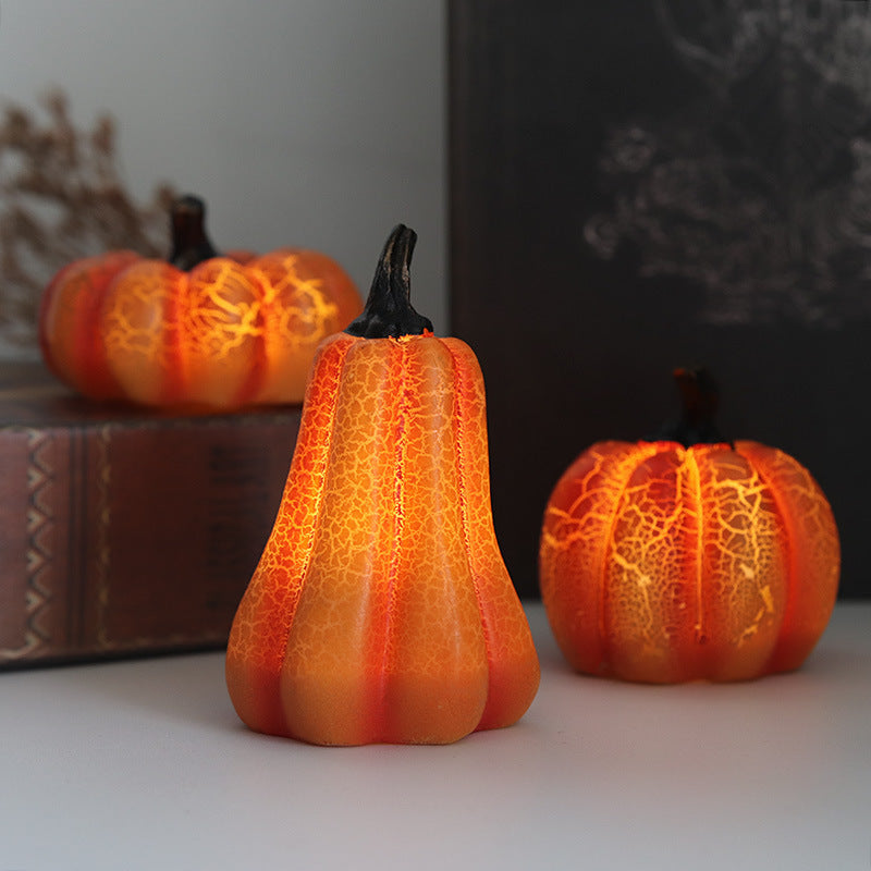 "Halloween LED Pumpkin Lantern – Realistic Resin Candle Lamp for Festive Decor"