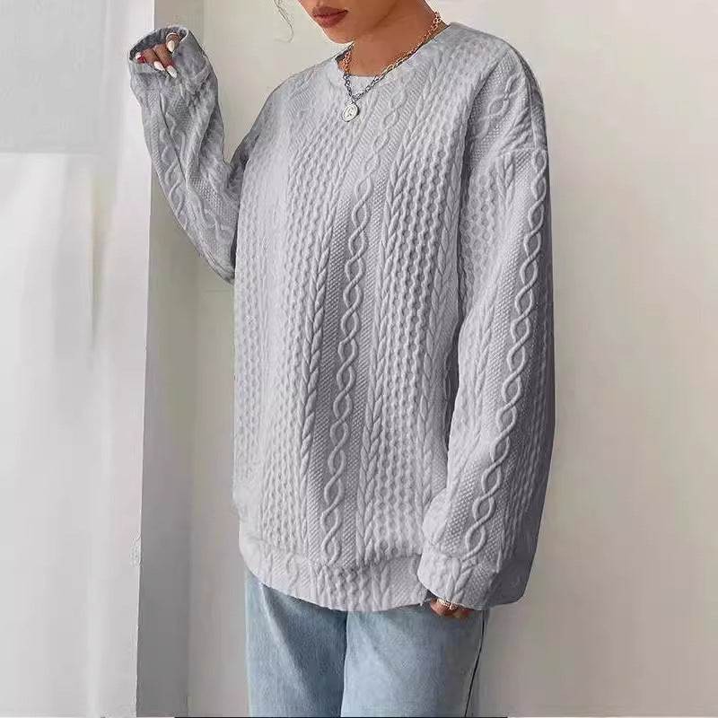 "Women's Casual & Comfortable Jacquard Round Neck Sweater – Effortless Style Meets Cozy Comfort"