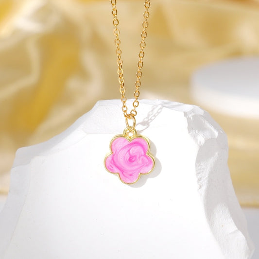 Lucky Five Petal Flower Single Necklace For Women, Simple And Versatile, Fashionable Collarbone Chain Necklace