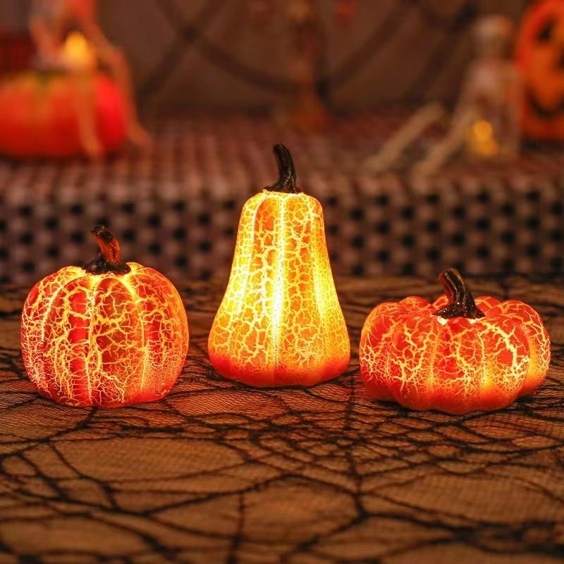 "Halloween LED Pumpkin Lantern – Realistic Resin Candle Lamp for Festive Decor"