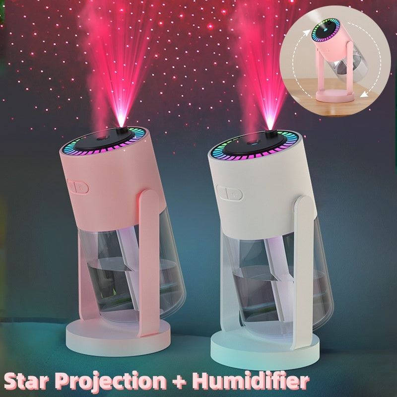 "Projection Starry Sky Ambient Light Humidifier: Portable USB Car and Home Anti-Dry Mist Diffuser"