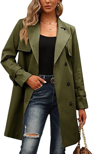 "European & American Autumn Women's Double-Breasted Fashion Casual Trench Coat"