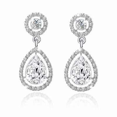 Simple Diamond-Set Zircon Earrings