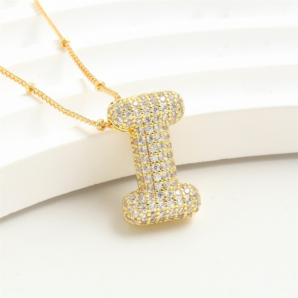 "Letter Pendant Bubble Necklace – Graceful 26 English Alphabet Charm Jewelry for Women"