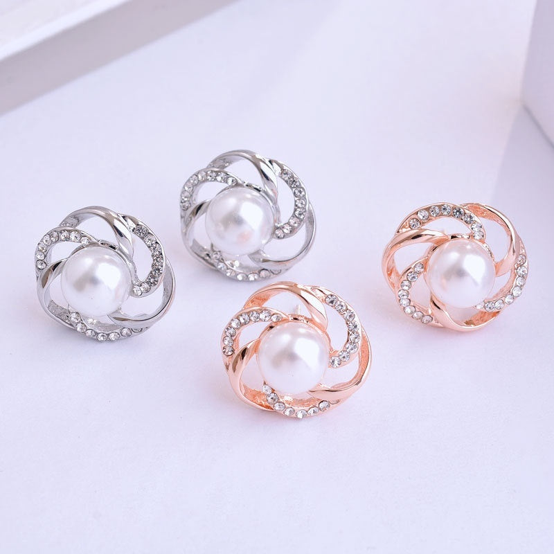 Rose Type Pearl Elegant Ear Studs Temperament Trend