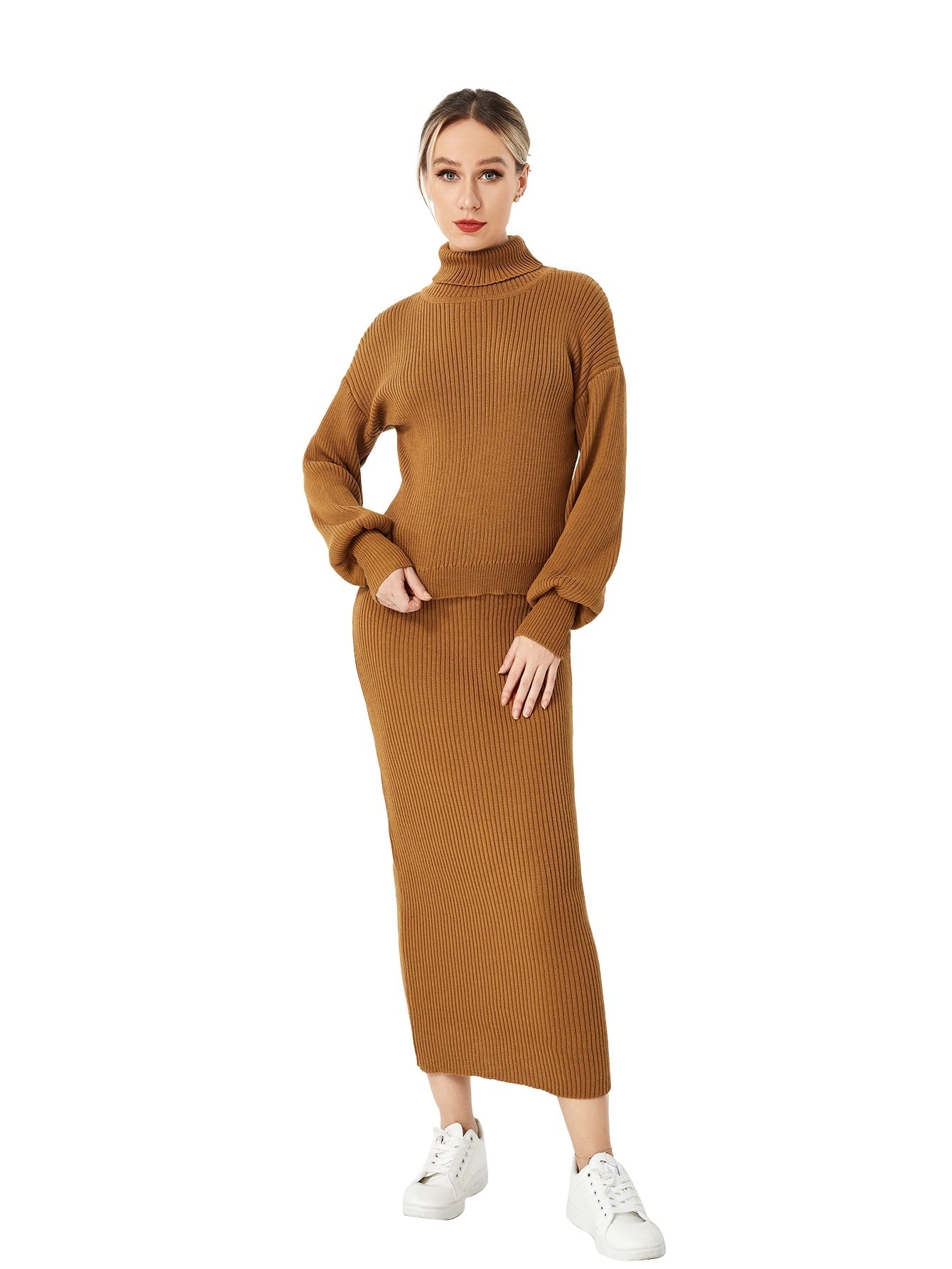 "Women's Knitted Skirt Suit – Elegant and Cozy Two-Piece Outfit for Any Occasion"