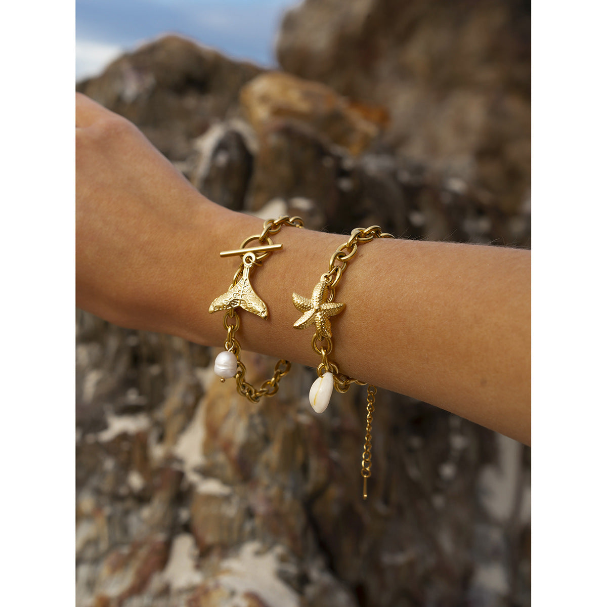 Stainless Steel Starfish Shell Conch Bracelet