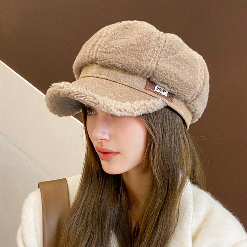 "Autumn & Winter Woolen Thick Warm Peaked Cap – Cozy Fashion for Cold Weather"