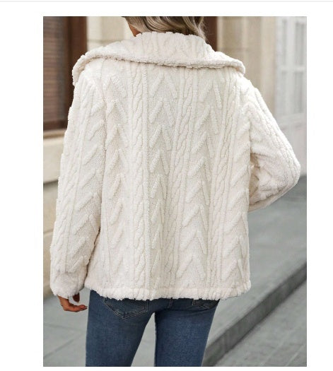 "Double-sided Plush Large Lapel Casual Cardigan Coat – Cozy and Stylish Outerwear for Women"