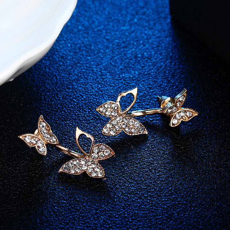 Zircon Hollow Full Diamond Butterfly Earrings