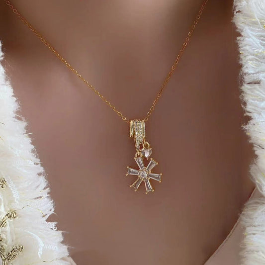 Snowflake Fashion Necklace Ornament Diamond Simple