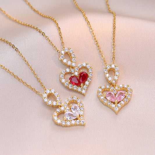 "Exquisite Luxury Rhinestone Crystal Heart Pendant Necklaces – Fashion Jewelry for Women, Perfect Party Jewelry Gifts"