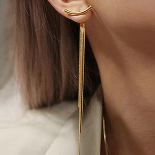 Tassel Earrings With Female Instagram Style Minimalist Design, Long Snake Bone Chain Earrings, Internet Famous Earrings