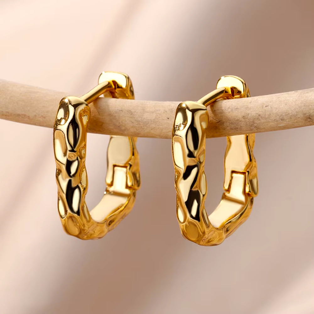 "French Exquisite Elegant Square Pleated Earrings – Geometric Sweet & Cool Style for Women"