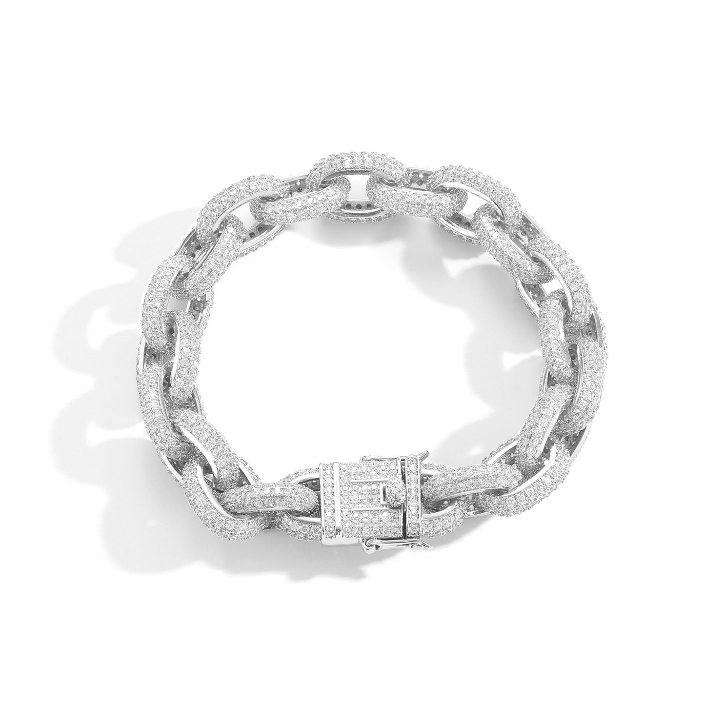 O-shaped Chain 12mm Inlaid Zircon Men's Bracelet