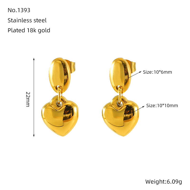 Fashionable Golden Love Eardrops Stud Earrings Women