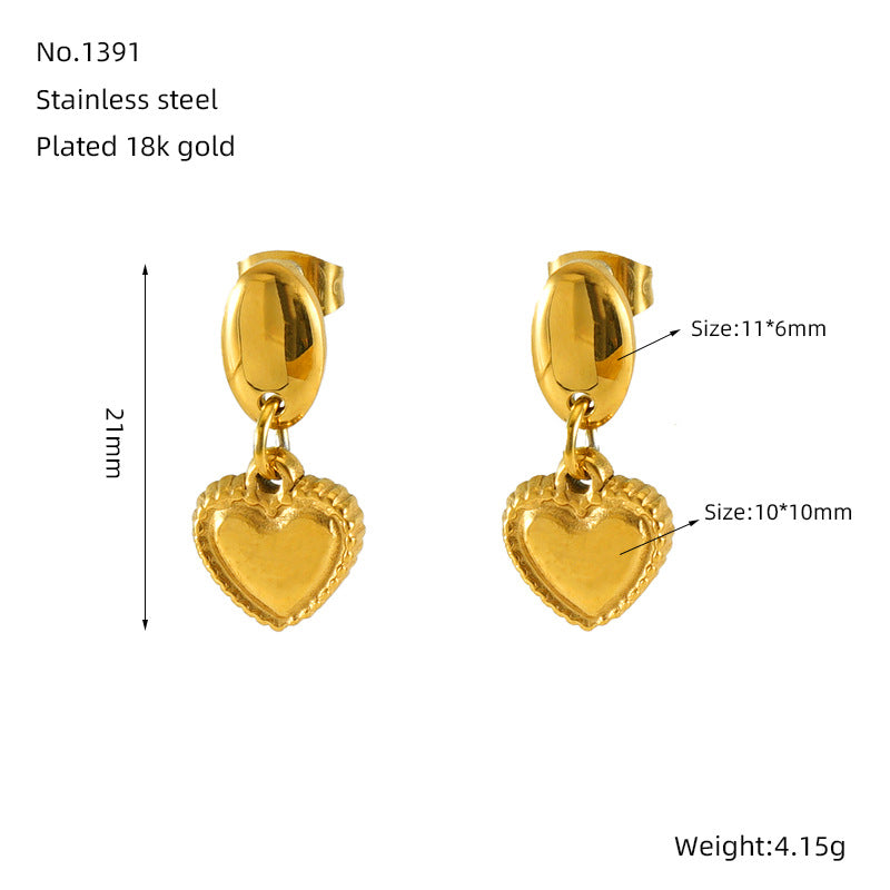 Fashionable Golden Love Eardrops Stud Earrings Women