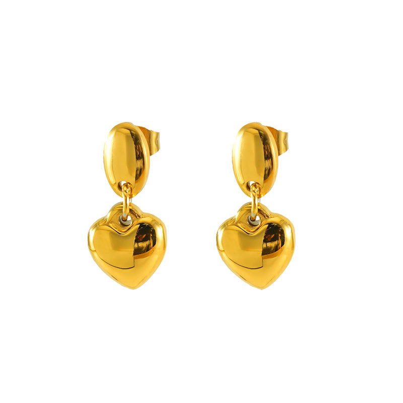 Fashionable Golden Love Eardrops Stud Earrings Women