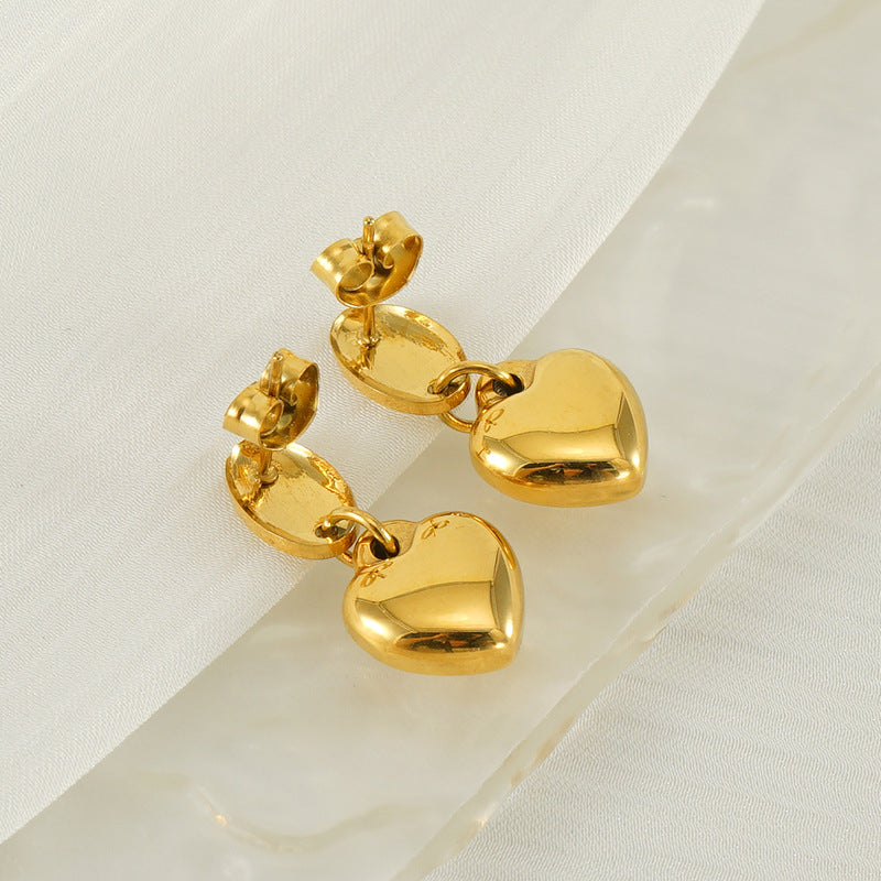 Fashionable Golden Love Eardrops Stud Earrings Women