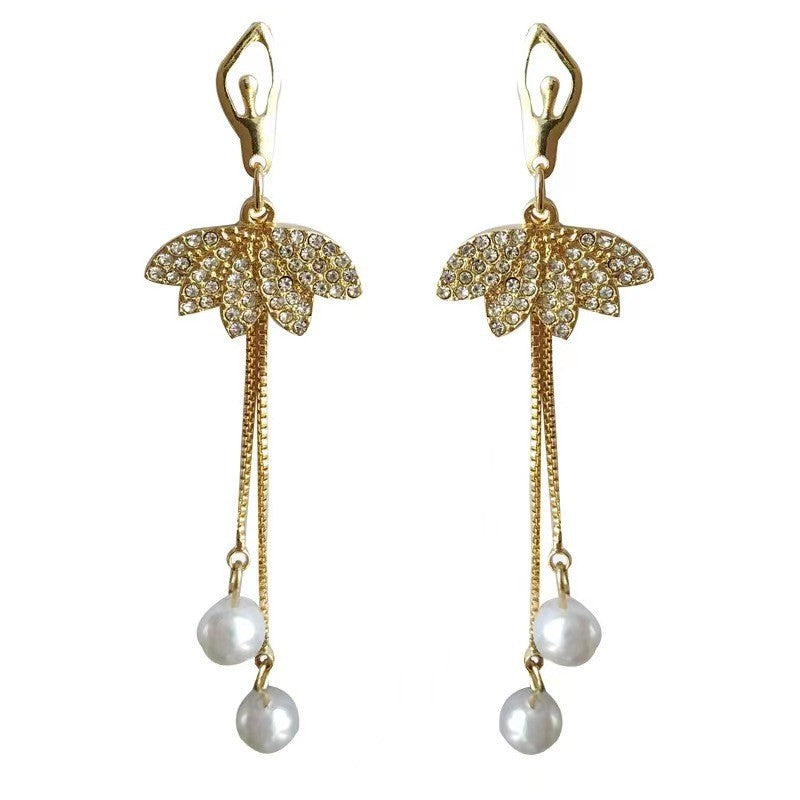 Ballet Women's Earrings Long Pearl