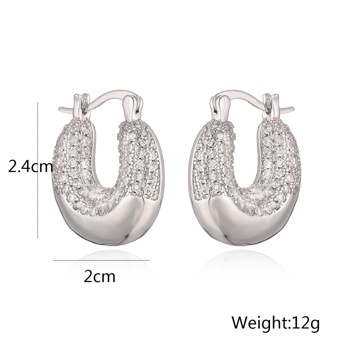 "Light Luxury Copper Plating 18K Gold Zircon Geometric Earrings – Elegant Statement Jewelry for Women"