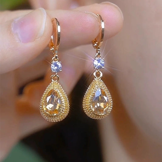 "Royal Gleam – Purple and Brown Droplet Zircon Durian Earrings"
